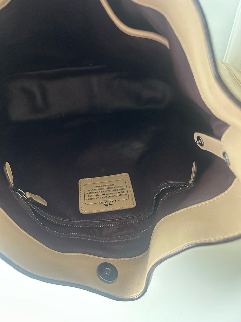 Coach Beige Leather Hobo Shoulder Bag - Picture 7 of 16